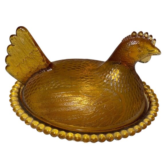 Vintage amber nesting hen - Picture 1 of 2